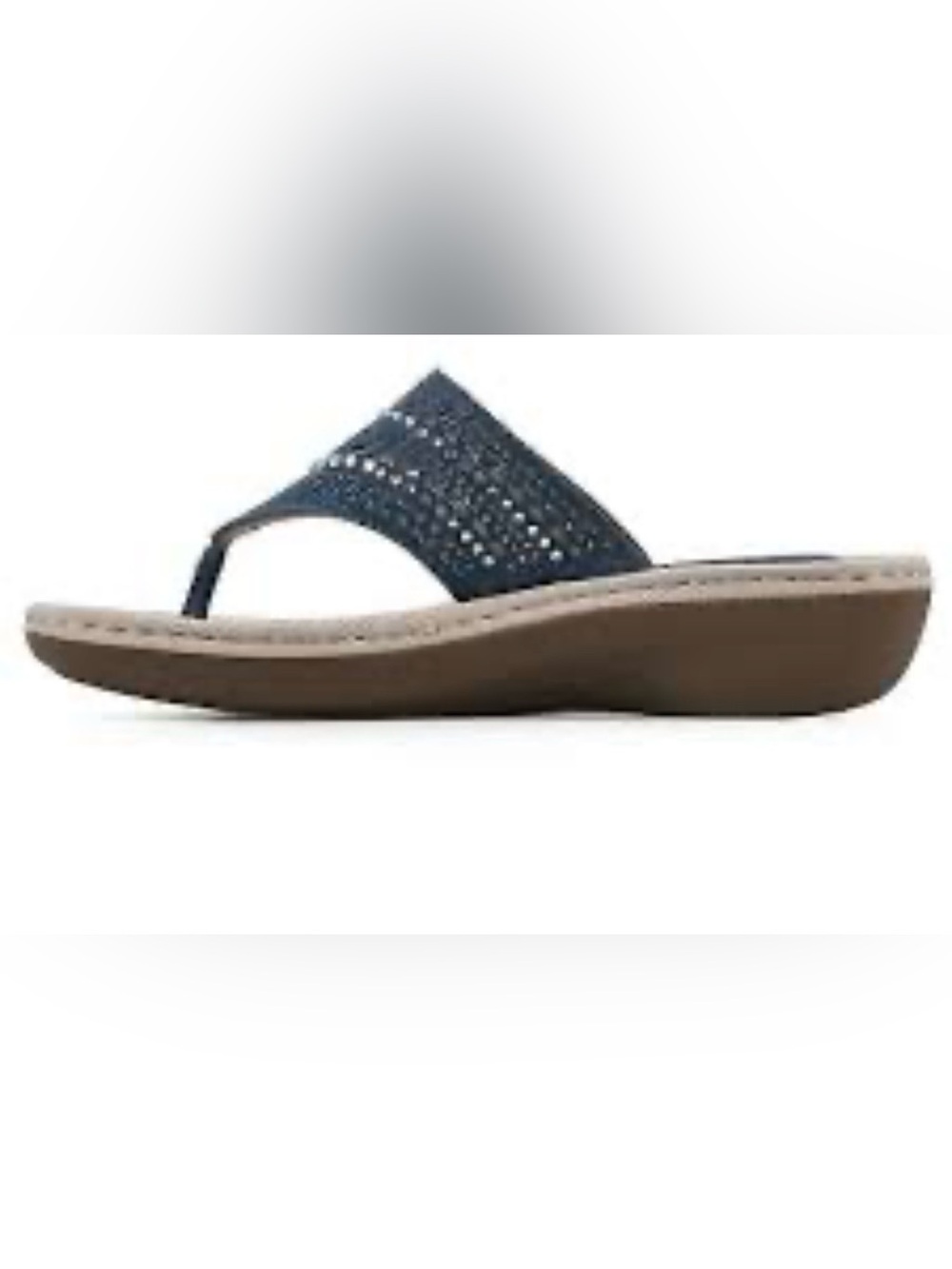 Cliffs by WHITE MOUNTAIN Navy Rhinestone Toe-Post Sandal